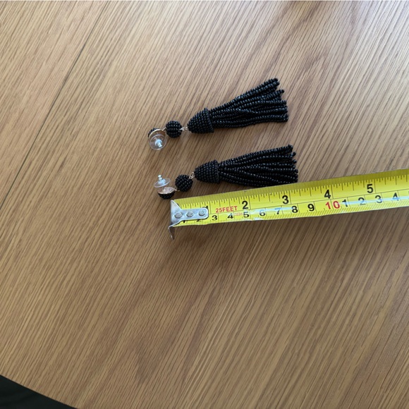 BaubleBar Elegant Black Beaded Tassel Earrings - Picture 3 of 5